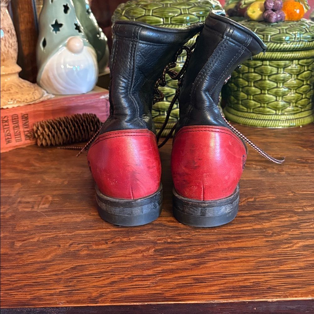 Double H women’s leather lace up boots, size 7 1/2, black and red - Picture 3 of 8